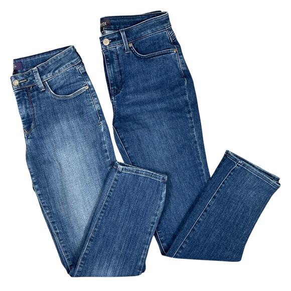 NYDJ Jeans Bundle 2 Pairs Size 4 Petite Ankle length & Sheri Slim Leg Blue Denim - Picture 1 of 11